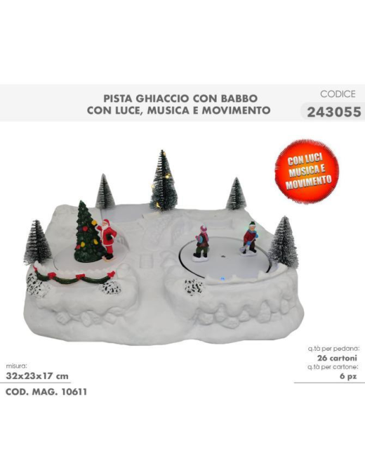 ICE RINK WITH LIGHTS AND MOVEMENT 32x23x15cm