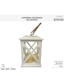 WHITE XXL SQUARE LANTERN WITH LIGHT