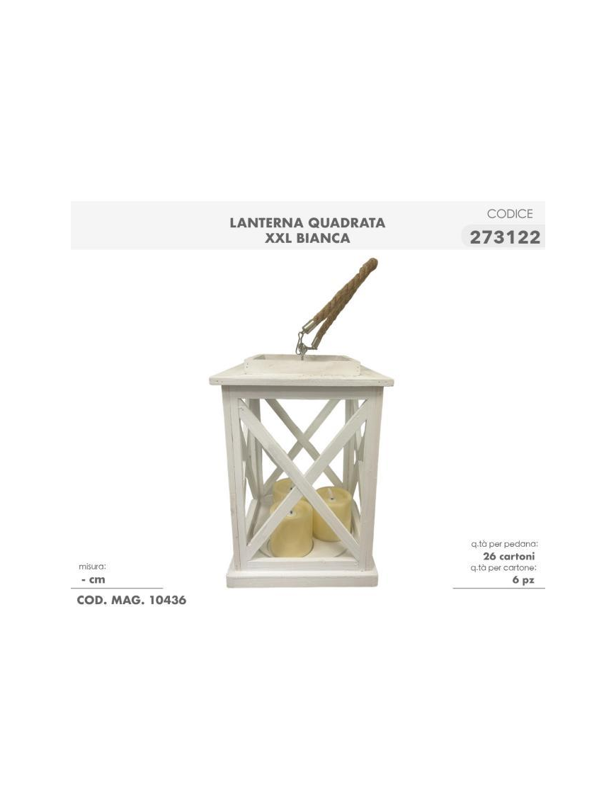 WHITE XXL SQUARE LANTERN WITH LIGHT