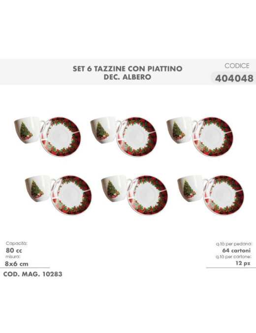 6 PIECE COFFEE SERVICE WITH CHRISTMAS TREE DECORATION SAUCER