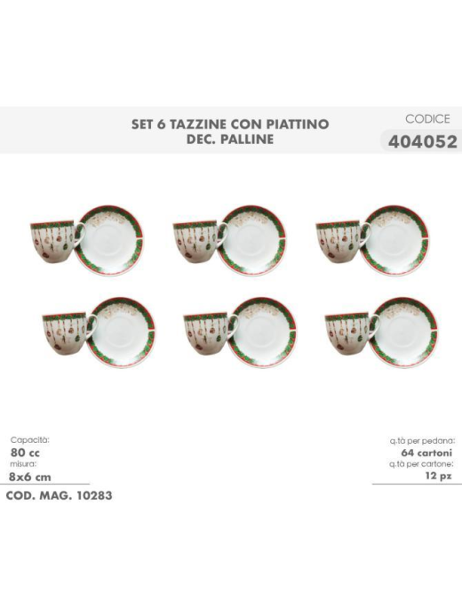 6-PIECE COFFEE SERVICE WITH SAUCER WITH BALLS DECORATION