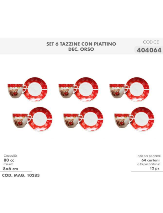 SERVIZIO CAFFe' 6 PEZZI CON PIATTINO DECORAZIONE ORS