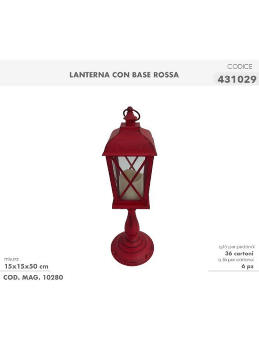 LANTERN WITH RED BASE WITH LIGHT