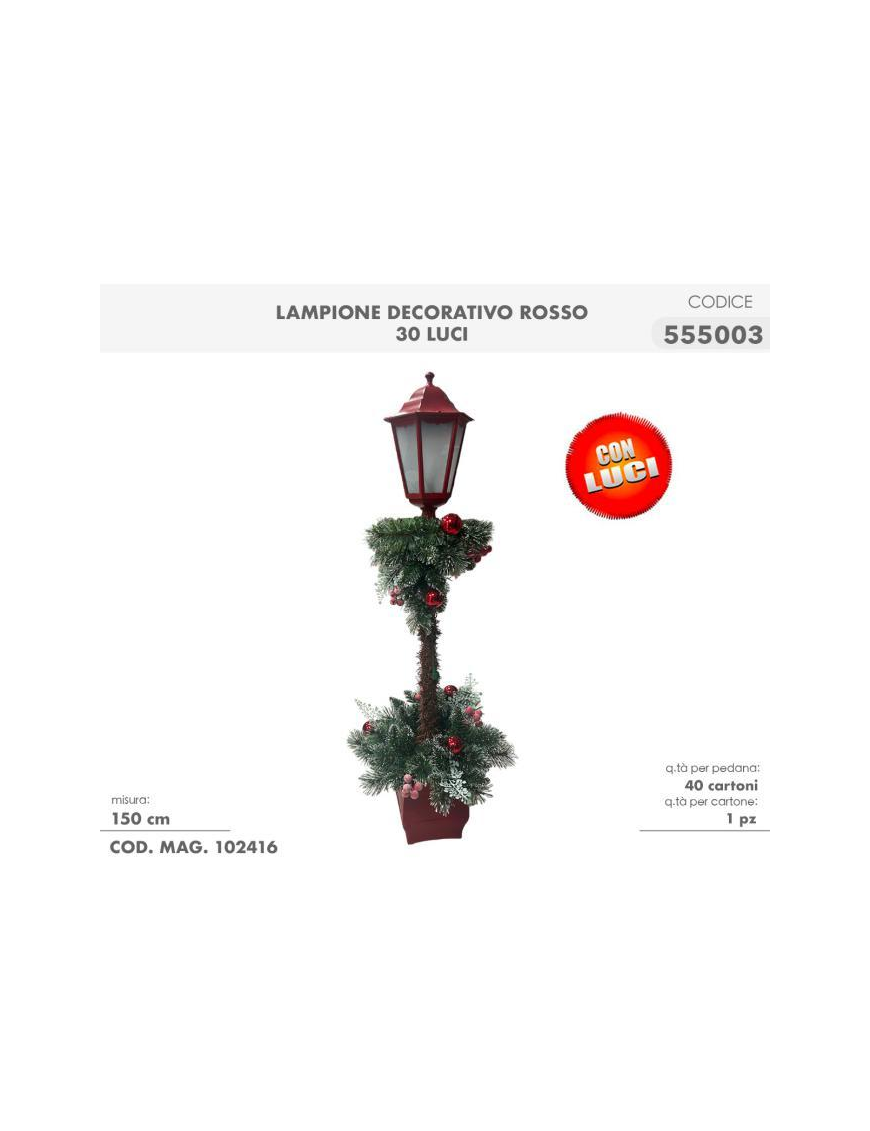 RED DECORATION LAMP 150cm 30 LIGHTS