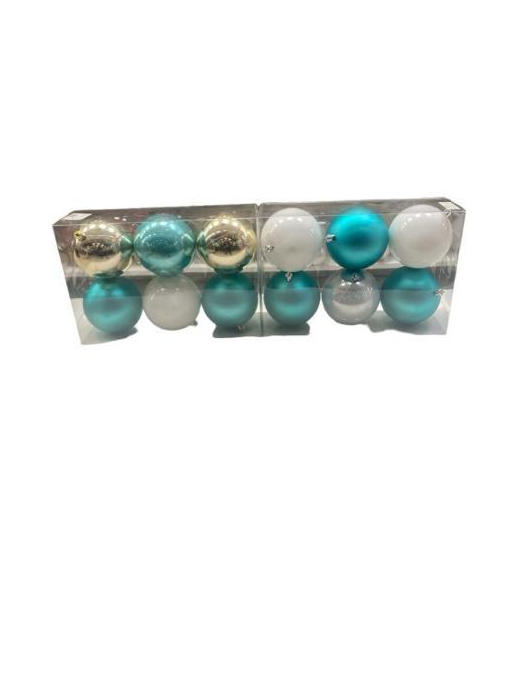 SFERA TIFFANY/BIANCO/ORO/ARGENTO 100mm 6pezzi