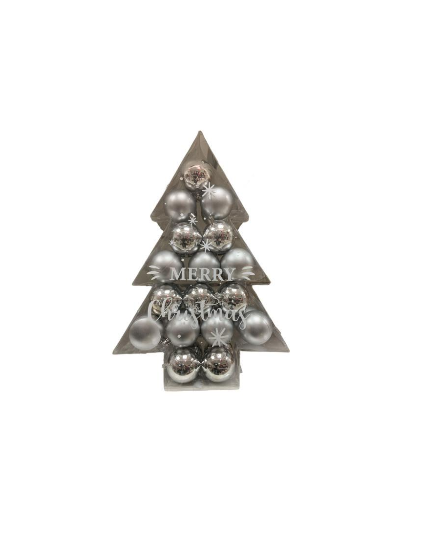 SILVER BALL 6cm 17 pieces