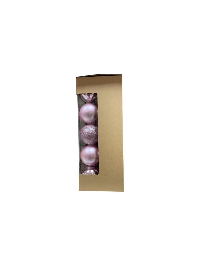 SFERA COLORE ROSA IN PLASTICA 8cm 12pezzi LINEA LUCIDA E MATTA