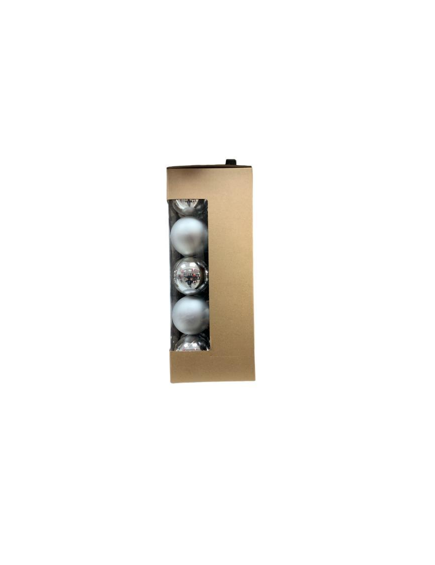 SFERA COLORE ARGENTO IN PLASTICA 8cm 12pezzi LINEA LUCIDA E MATTA