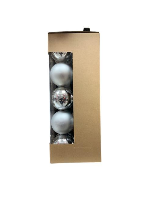 SFERA COLORE ARGENTO IN PLASTICA 8cm 12pezzi LINEA LUCIDA E MATTA