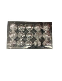 SFERA COLORE ARGENTO IN PLASTICA 8cm 15pezzi  LINEA METALLIZZATA