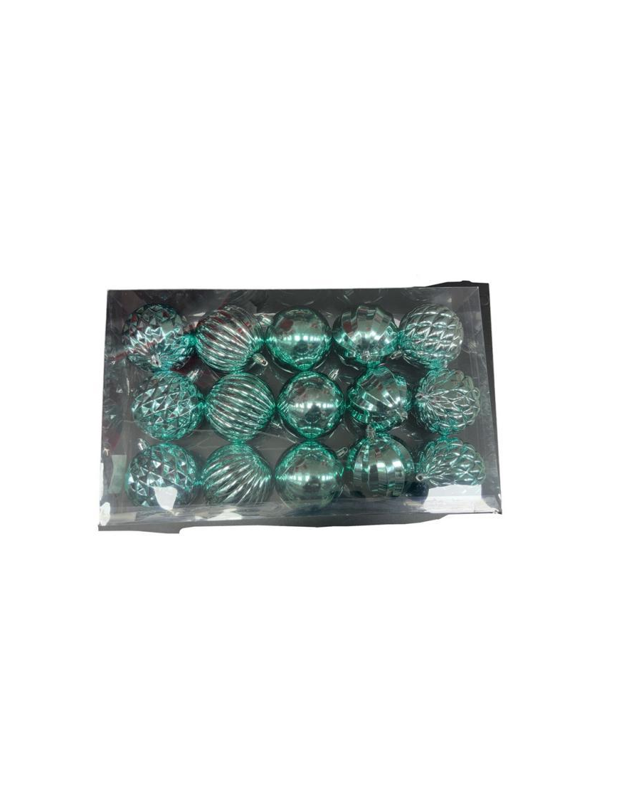 TIFFANY COLOR PLASTIC BALL 8cm 15pieces METALLIC LINE