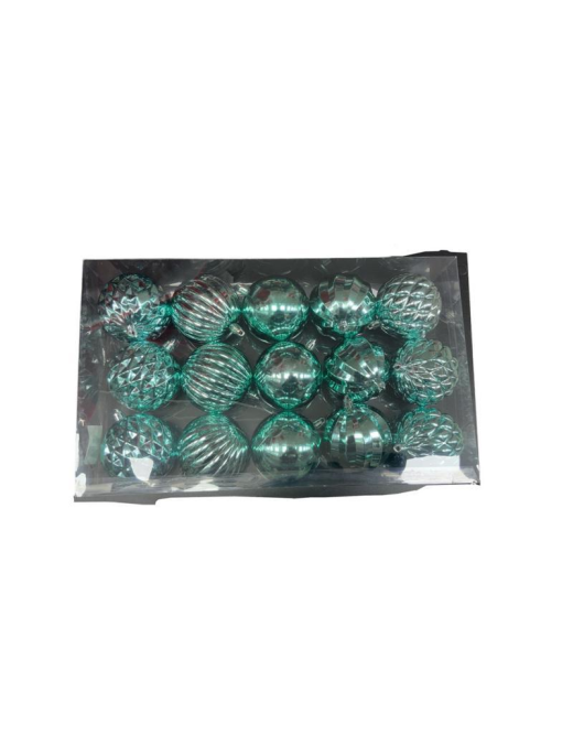 SFERA COLORE TIFFANY IN PLASTICA 8cm 15pezzi  LINEA METALLIZZATA