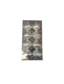 SFERA COLORE ARGENTO IN PLASTICA 10cm 8pezzi  LINEA METALLIZZATA
