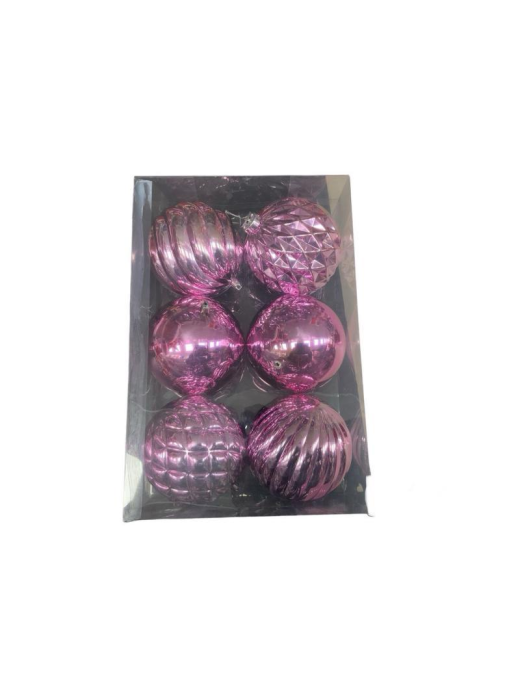 OLD PINK PLASTIC BALL 10cm 8 pieces METALLIC LINE