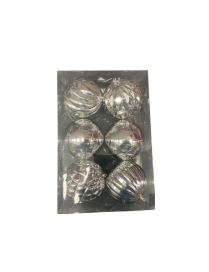 SFERA COLORE ARGENTO IN PLASTICA 12cm 6pezzi  LINEA METALLIZZATA