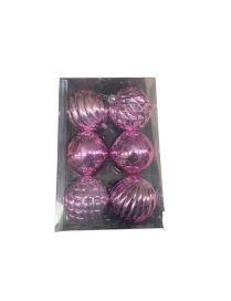 OLD PINK PLASTIC BALL 12cm 6 pieces METALLIC LINE