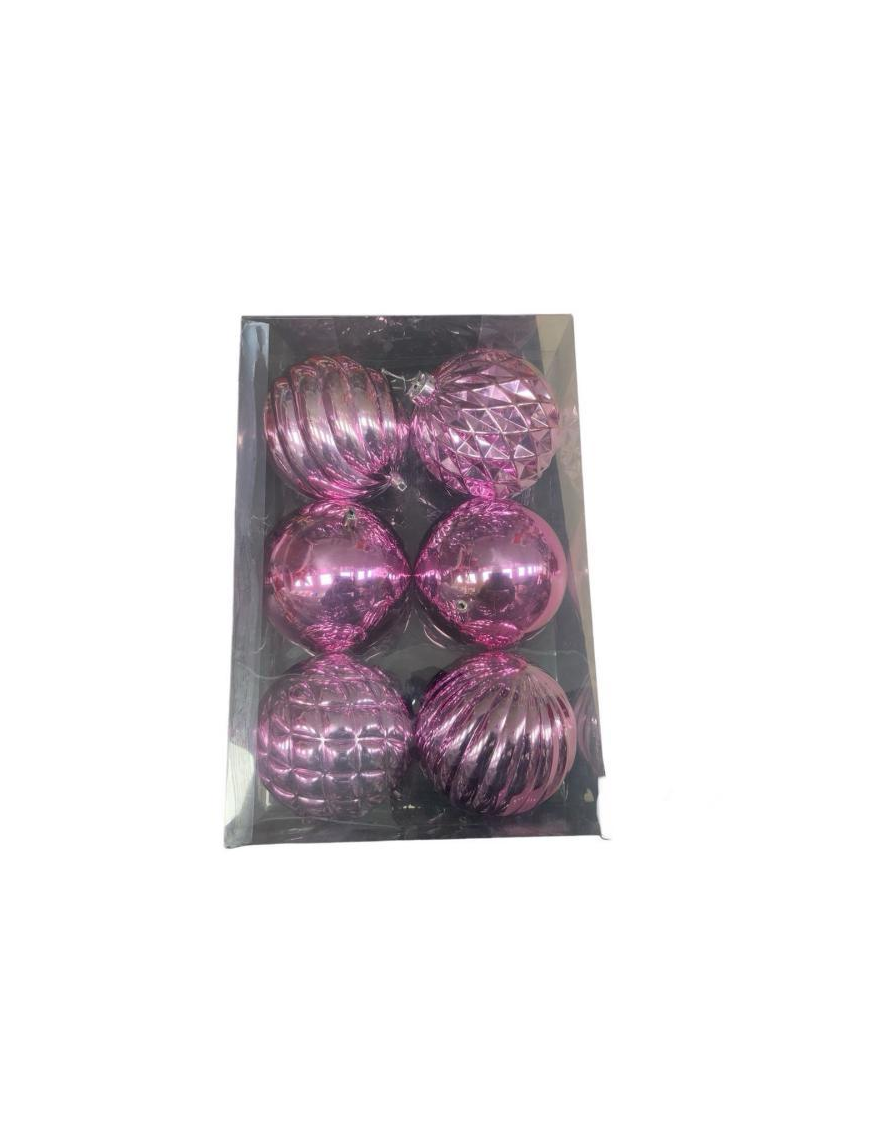 SFERA COLORE ROSA ANTICO IN PLASTICA  12cm 6pezzi LINEA METALLIZZATA