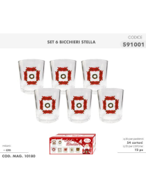 BICCHIERI CON DECORAZIONE STELLA 6 PEZZI