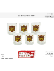 GLASSES WITH TEDDY DECORATION 6 PIECES
