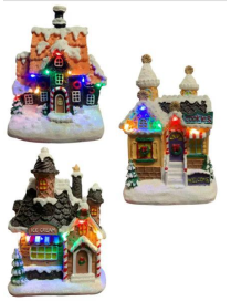 VILLAGE WITH LIGHTS AND MUSIC 14x11x19cm