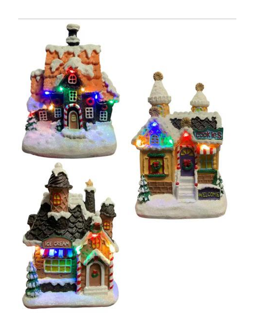 VILLAGE WITH LIGHTS AND MUSIC 14x11x19cm
