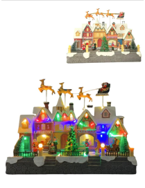 VILLAGE WITH LIGHTS AND MUSIC 34x19x29cm