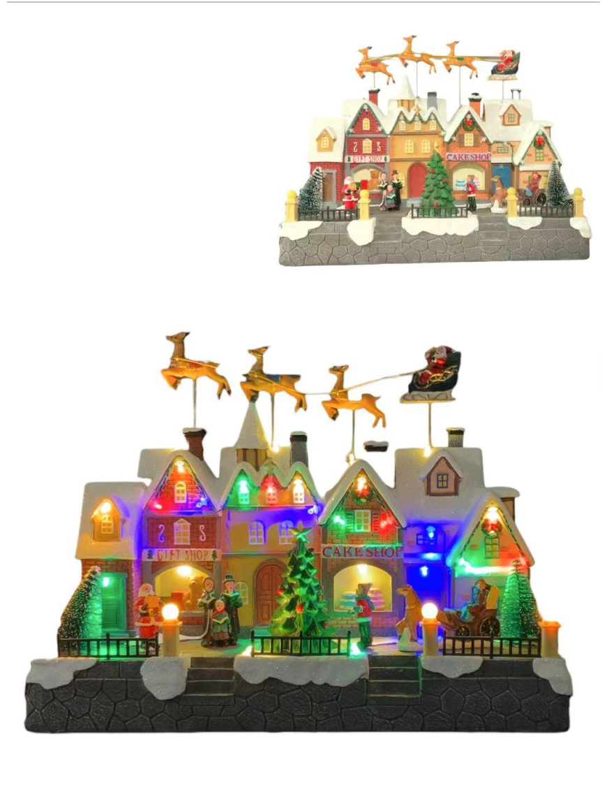 VILLAGGIO CON LUCI E MUSICA 34x19x29cm