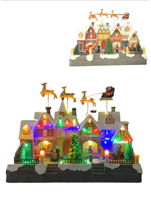 VILLAGGIO CON LUCI E MUSICA 34x19x29cm