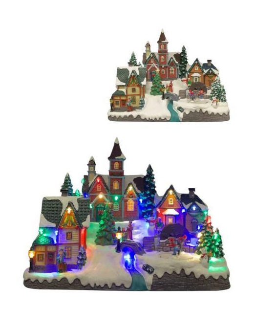 VILLAGGIO CON LUCI E MUSICA 37x21x27cm