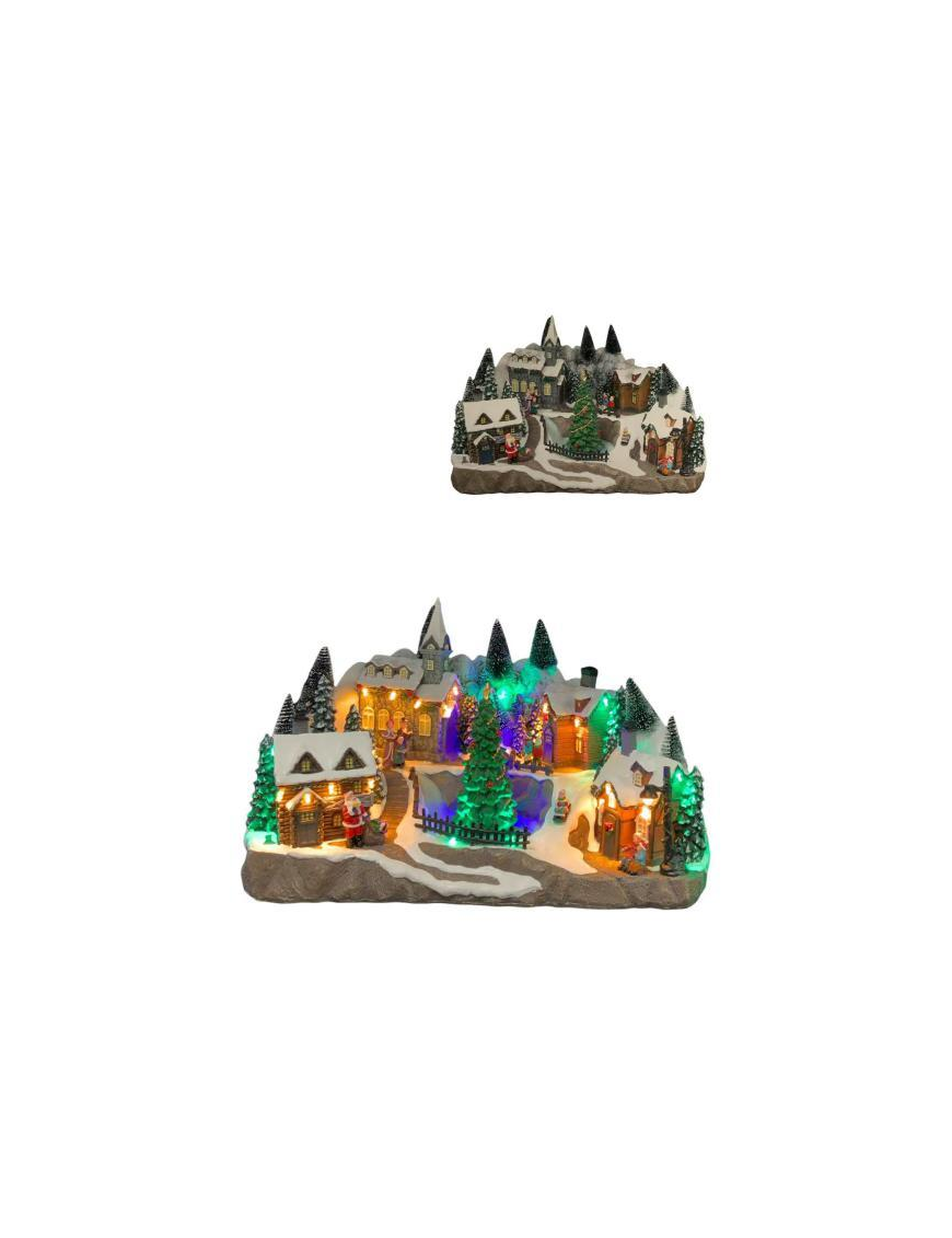 VILLAGGIO CON LUCI E MUSICA 42x28x27cm