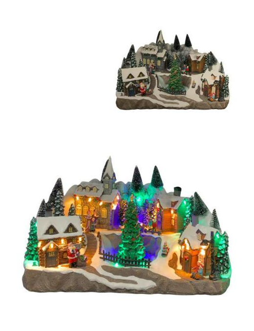 VILLAGGIO CON LUCI E MUSICA 42x28x27cm