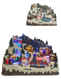 VILLAGGIO CON LUCI E MUSICA 56x37x42cm