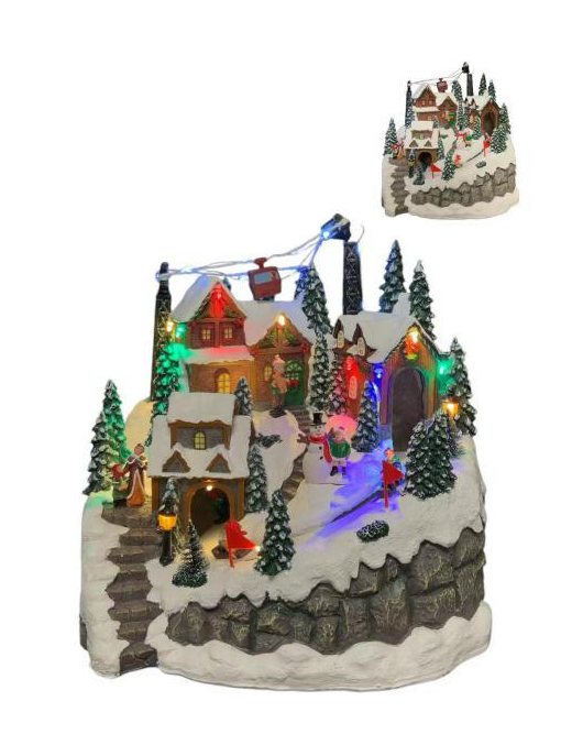 VILLAGE WITH LIGHTS AND MUSIC 30x27x29cm