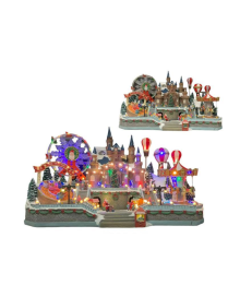 VILLAGGIO CON LUCI E MUSICA 80x44x47cm