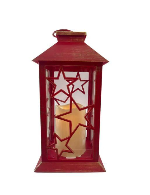 RED STAR LANTERN 14x14x30cm