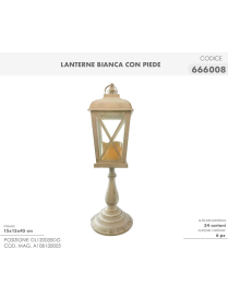 WHITE FOOT LANTERN 15x15x45cm