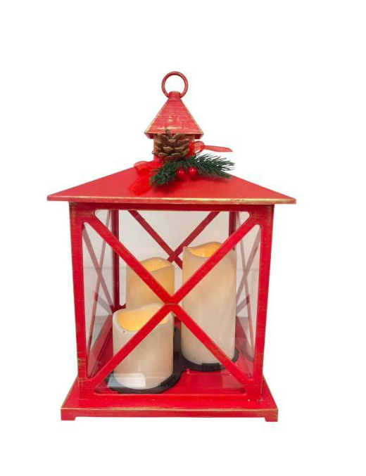 RED Twig Lantern 24x24x38cm