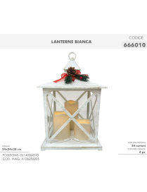 LANTERNA CON RAMETTO BIANCA 24x24x38cm