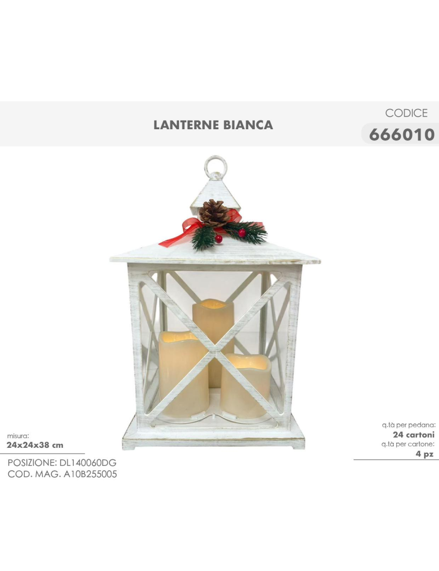 WHITE Twig Lantern 24x24x38cm