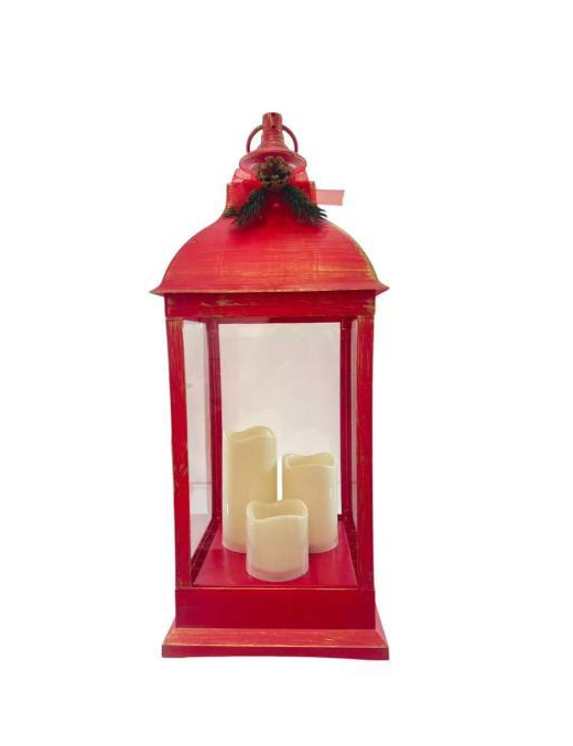 RED LANTERN WITH BOW 24x24x60cm