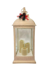 WHITE LANTERN WITH BOW 24x24x60cm