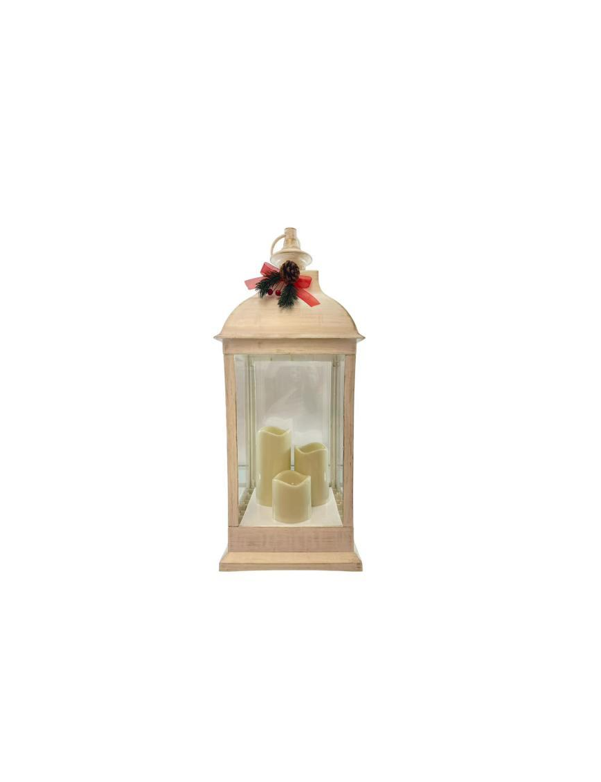 LANTERNA CON FIOCCO BIANCA 24x24x60cm