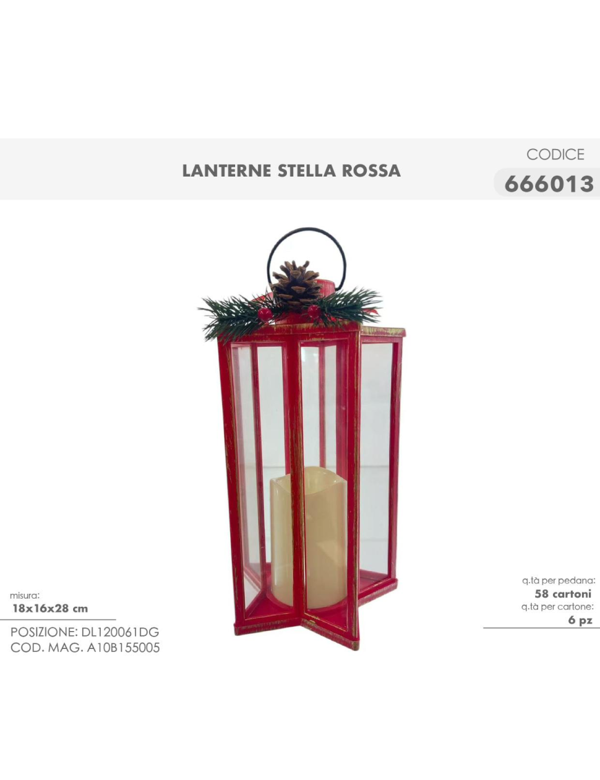 RED STAR LANTERN 18x16x28cm