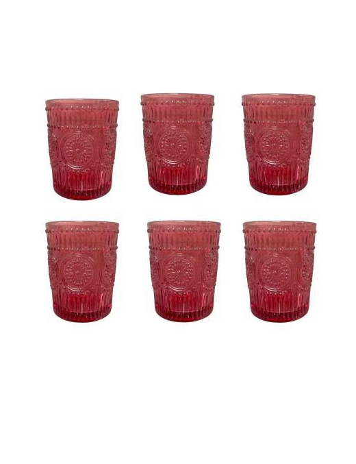 Festive Glasses 250ml 6 pieces RED GLASS