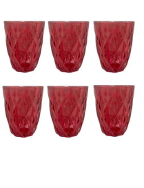 DIAMOND GLASSES 250ml 6 pieces RED GLASS