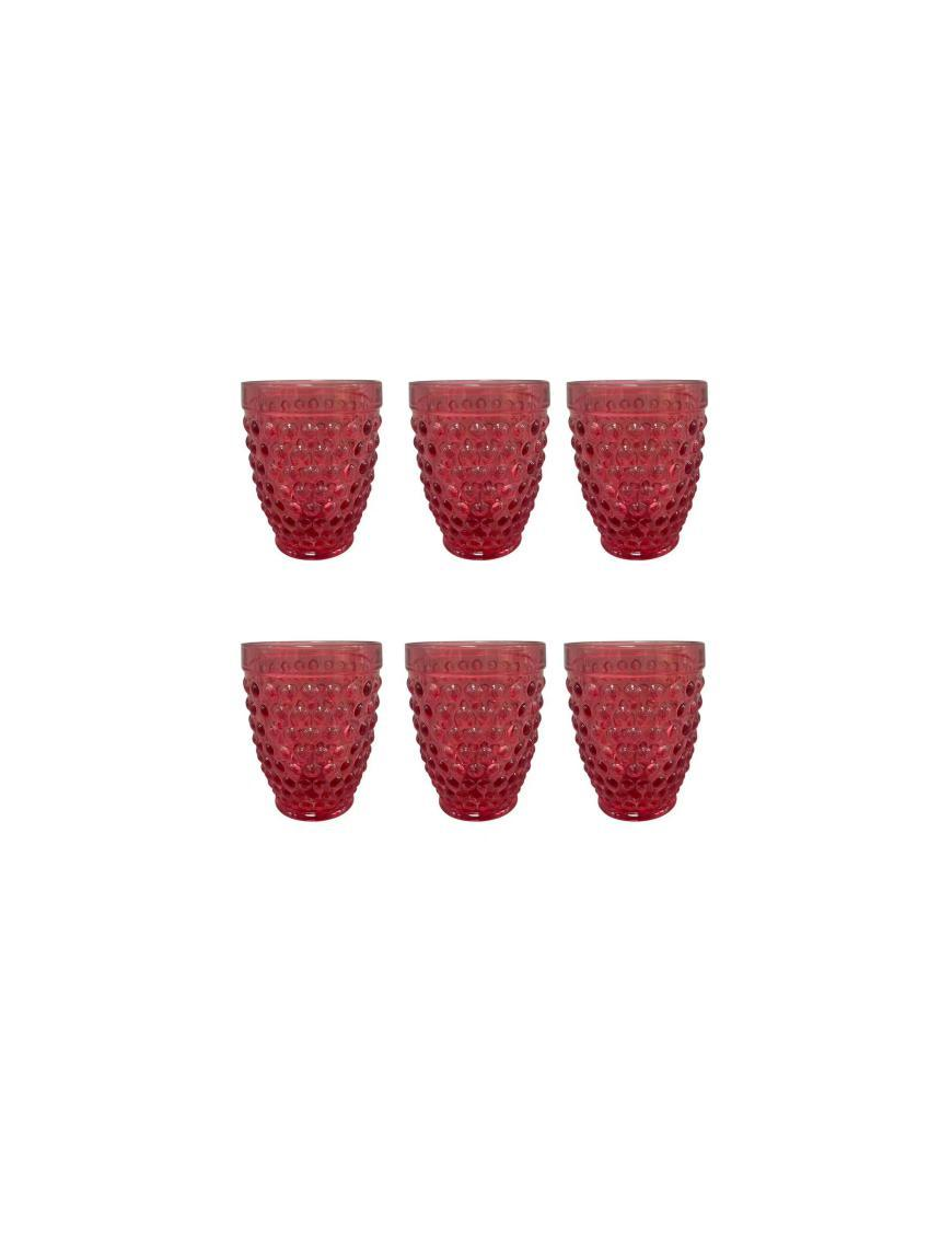 BUBBLE GLASSES 250ml 6 pieces RED GLASS