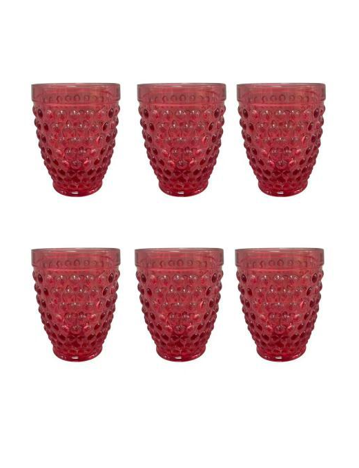 BICCHIERI BUBBLE 250ml 6pezzi VETRO ROSSO