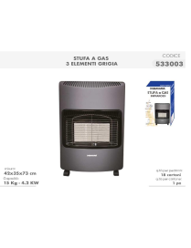 3-ELEMENT GAS STOVE 4.2 KW GREY 42x35x73 CM