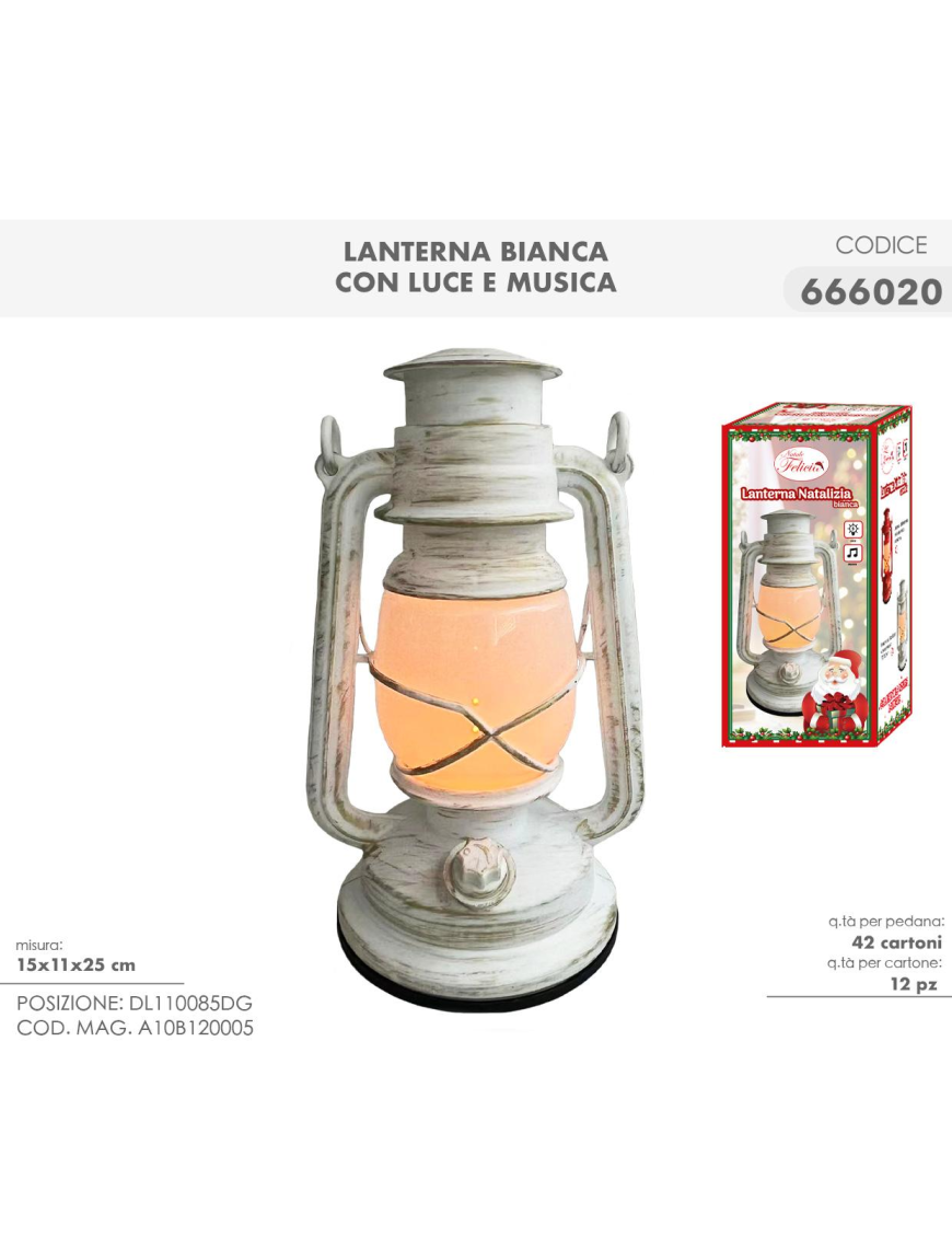 LANTERNA BOMB. 15x11x25cm BIANCA 666020