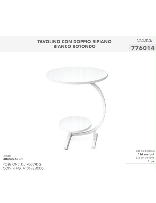 TAVOLINO DOPPIO RIP. 40x40x63 BIANCO